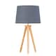 image 2 of Set of 2 Light Oak Table Lamp or Bedside Lights with Grey Gold Shades | Brown | Grey | Large | 2