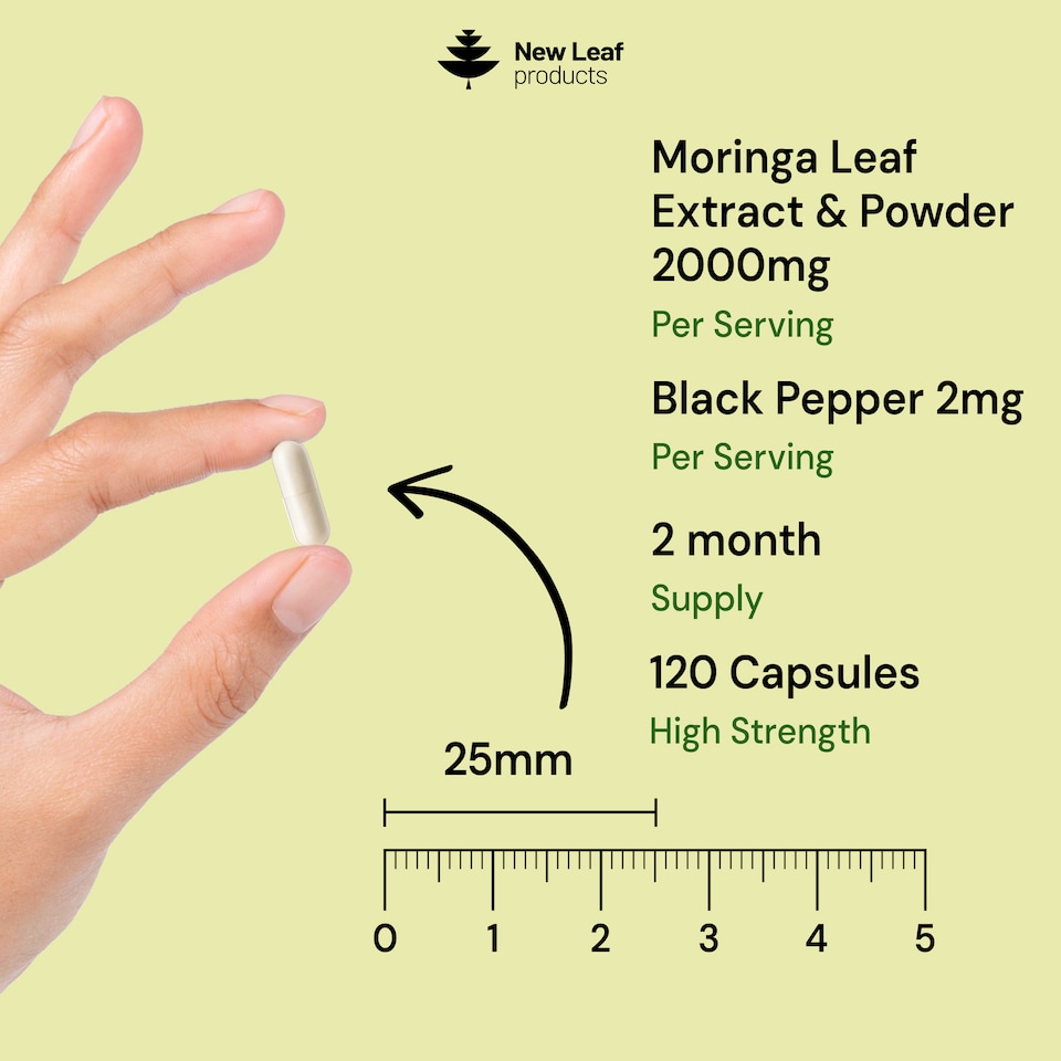 image 1 of Moringa Leaf Capsules - 120 Vegan Capsules 2000mg