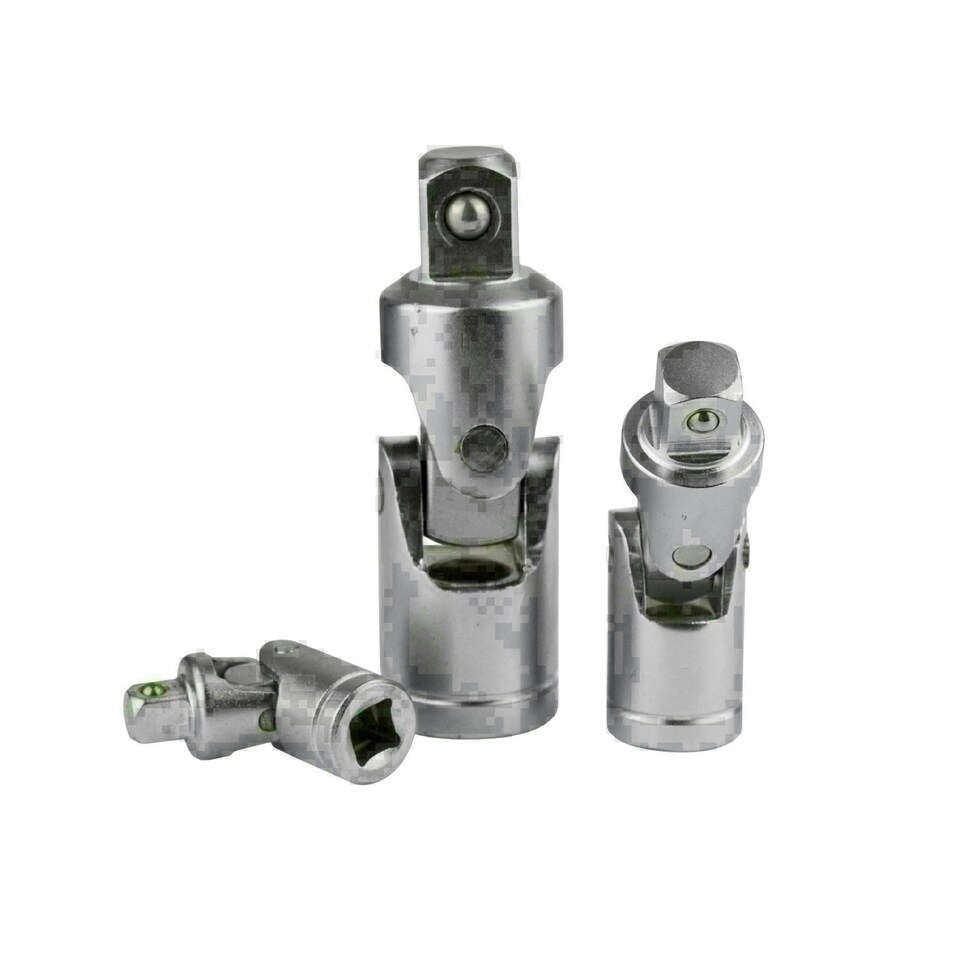 3pc Universal Joint UJ Set Ratchet Angle Extension Bar 1/4" 3/8" 1/2" TE733