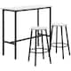 image 1 of HOMCOM 3 Piece Bar Table Set for 2 with Stools Steel Frame Footrest White