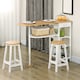 image 1 of HOMCOM 3 Piece Bar Table Set, Breakfast Bar table and Stools with Storage Shelf, Drawer, Wire Basket and Wine Rack for Kitchen, Home Bar, Natural and White
