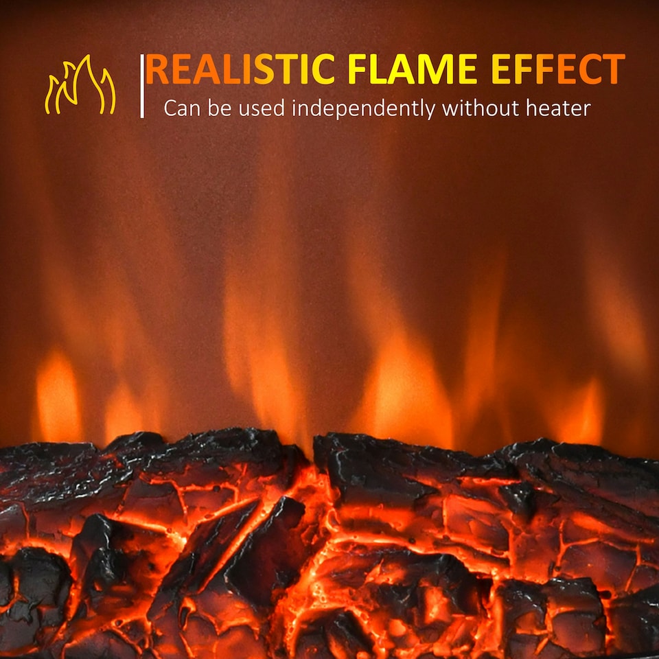 image 1 of HOMCOM Free Standing Fireplace Flame Effect Electric Heater Log Burning Black