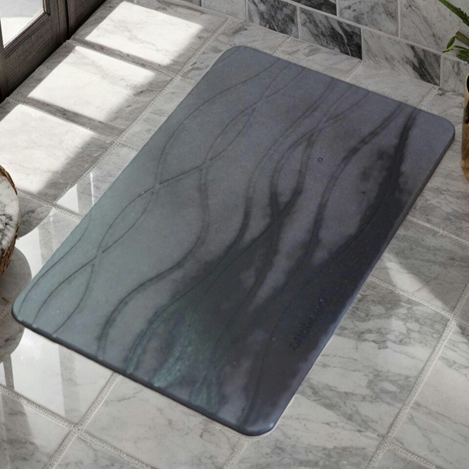 image 1 of Diatomite Stone Bath Mat Grey Absorbent Drying Non Slip Bathstone Bathroom Rug Grey
