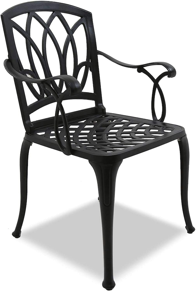 image 1 of Centurion Supports POSITANO Luxurious Garden and Patio Table and 4 Large Chairs with Armrests Cast Aluminium Bistro Set - Black