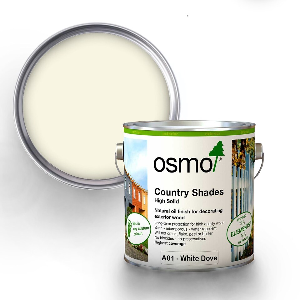 image 1 of Osmo Country Shades Opaque Natural Oil based Wood Finish for Exterior A01 White Dove 2.5L