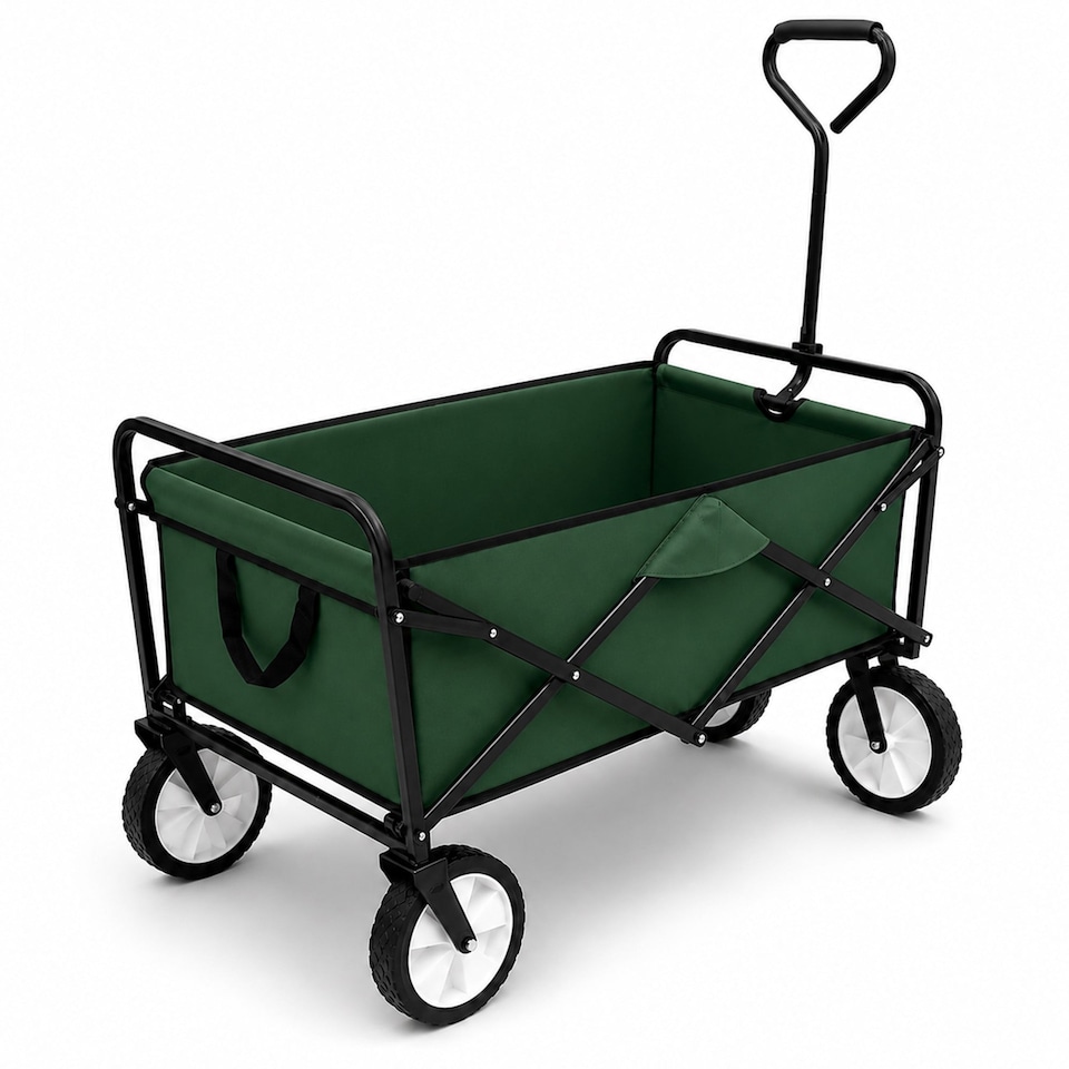 image 1 of Green Heavy Duty Foldable Garden Festival Trolley Cart Wagon Truck