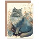 image 1 of Fluffy Wildflowers Watercolour Cat Birthday Card