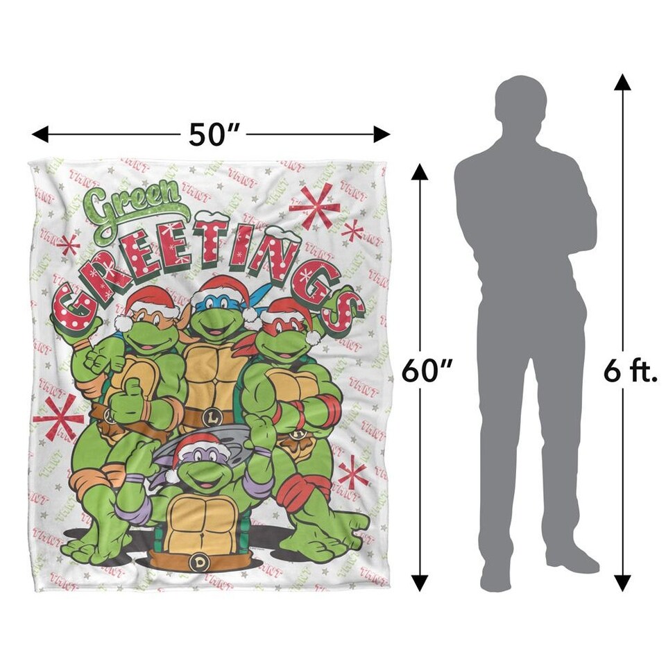 image 1 of TMNT Greetings Silky Supersoft Blanket | Multi | Multicoloured | 152cm x 127cm | 1