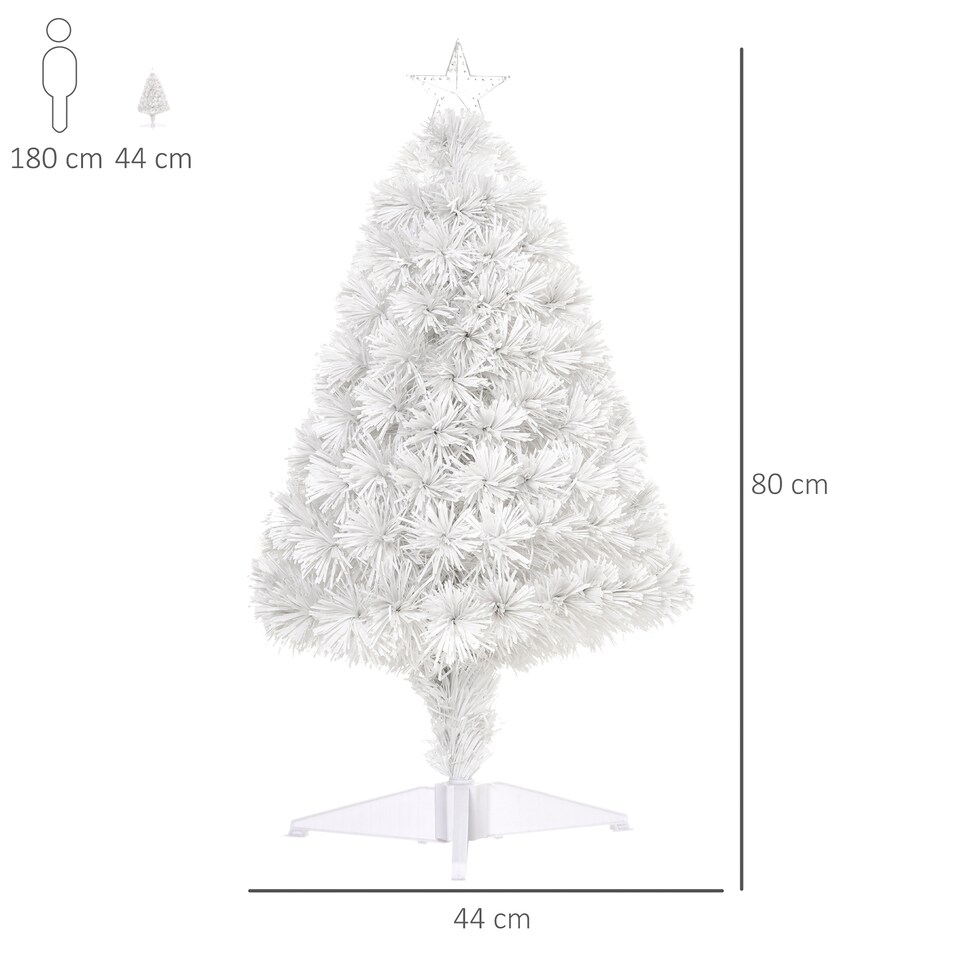 image 1 of HOMCOM 2.5FT Prelit Artificial Tabletop Christmas Tree w/ Fibre Optics for Desk