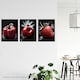 image 3 of Set of 3 Red Apple Pepper Strawberry Black White Photograph Kitchen Wall Art Print A4
