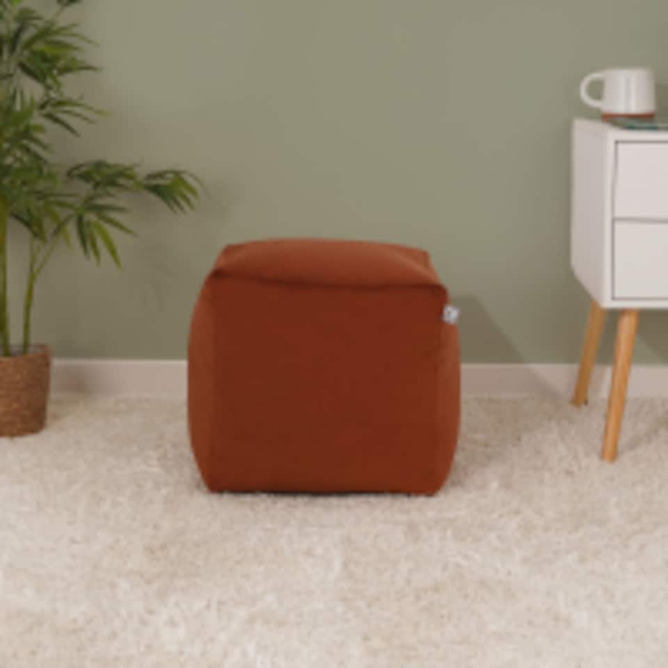 image 1 of rucomfy Velvet Cube Bean Bag Pouffe - Soft Stylish Footstool
