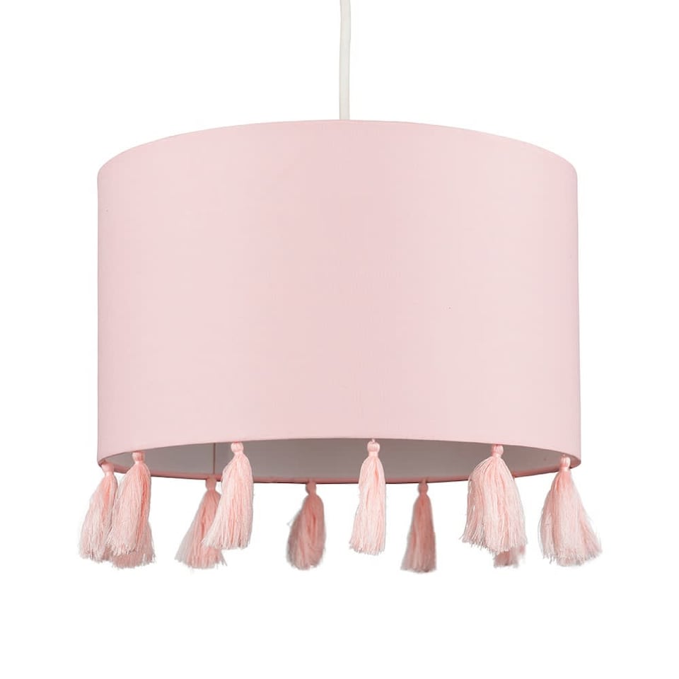 image 1 of ValueLights Vivian Pink Drum Ceiling Pendant Shade & Bulb | Pink