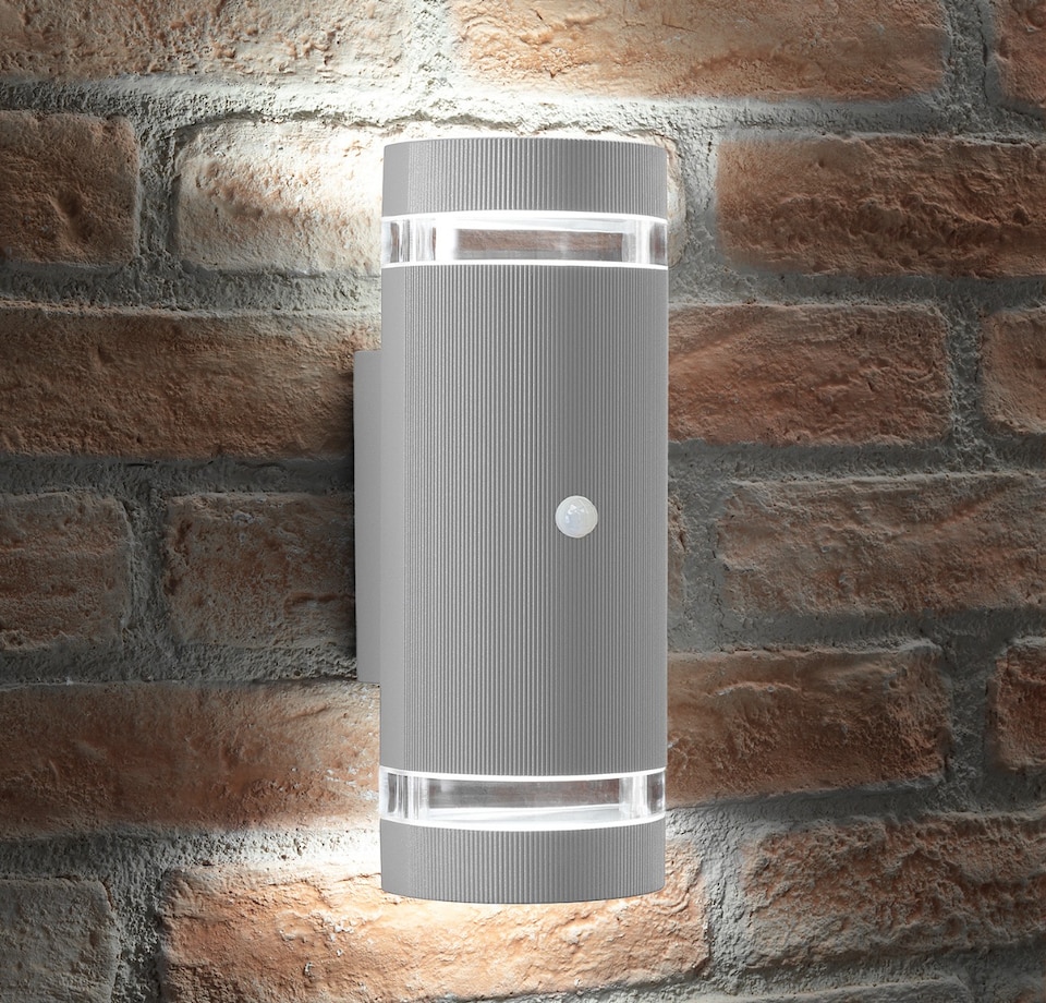 image 1 of Auraglow PIR Motion Sensor Double Up & Down Wall Light - FLORENCE | Grey | Anthracite/Fitting Only