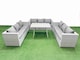 image 1 of Fimous 9 Seat Outdoor Patio PE Rattan Garden Furniture with Cushions 3 Seater Sofa Light Grey