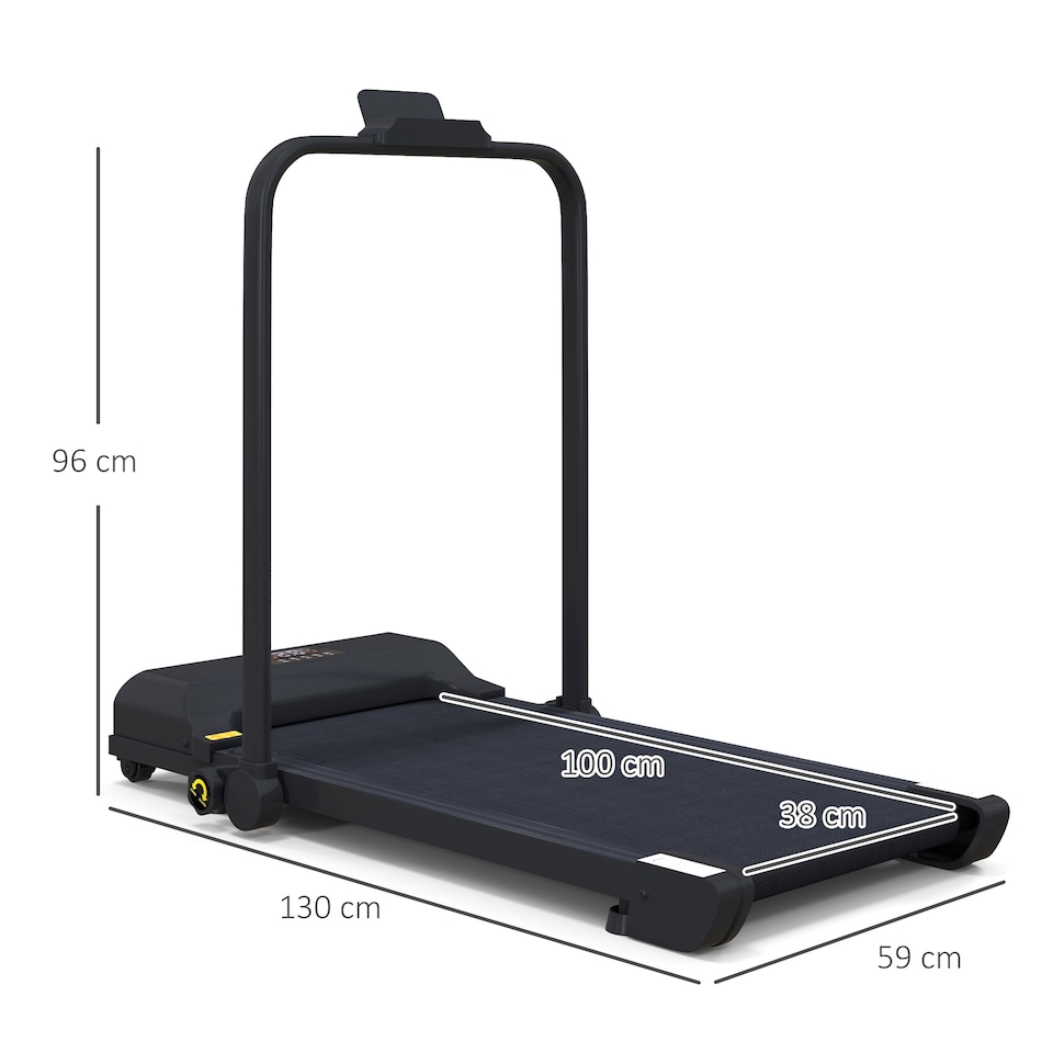 image 1 of HOMCOM 2.5HP Folding Treadmill Walking Pad with Remote Control, 1-10km/h | Black | Black