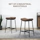 image 3 of HOMCOM Breakfast Bar Stools Set of 2 Upholstered Barstools w/ Curved Seat Brown