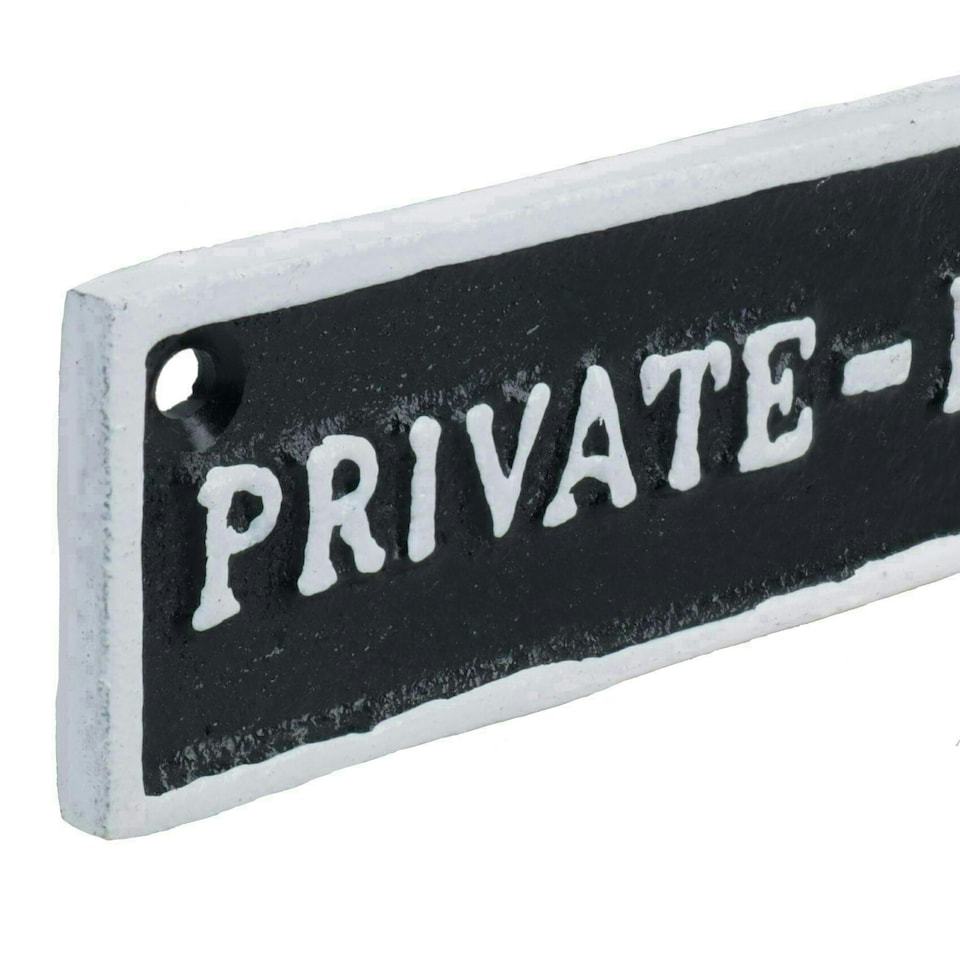 image 1 of Private No Entry Black Cast Iron Sign Plaque Door Wall House Gate Shop Cafe