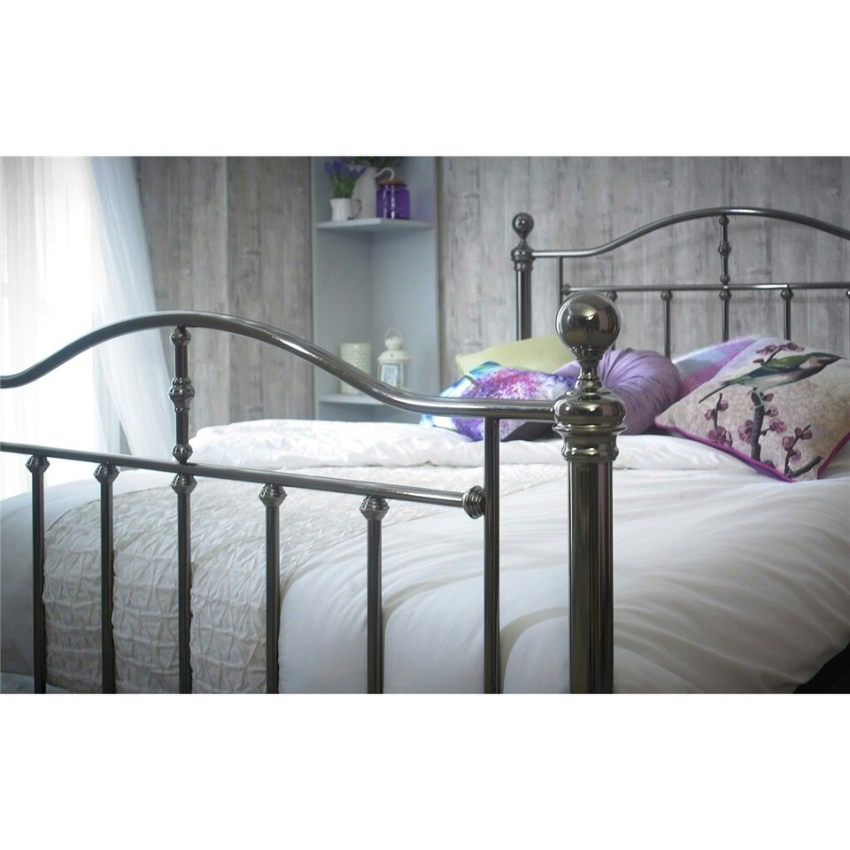 image 1 of 5ft King Size Elizabeth Black Nickel Metal Bed Frame - (155cm)