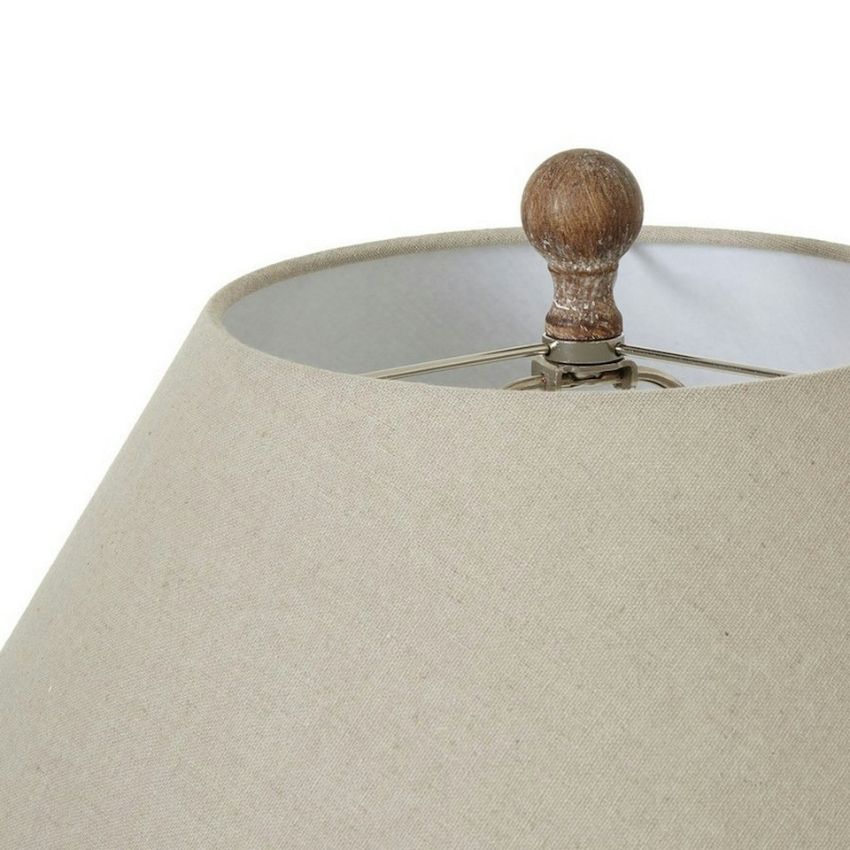 image 1 of Saturn Table Lamp with Linen Shade - Ceramic - L53 x W53 x H71 cm - Brown Brown