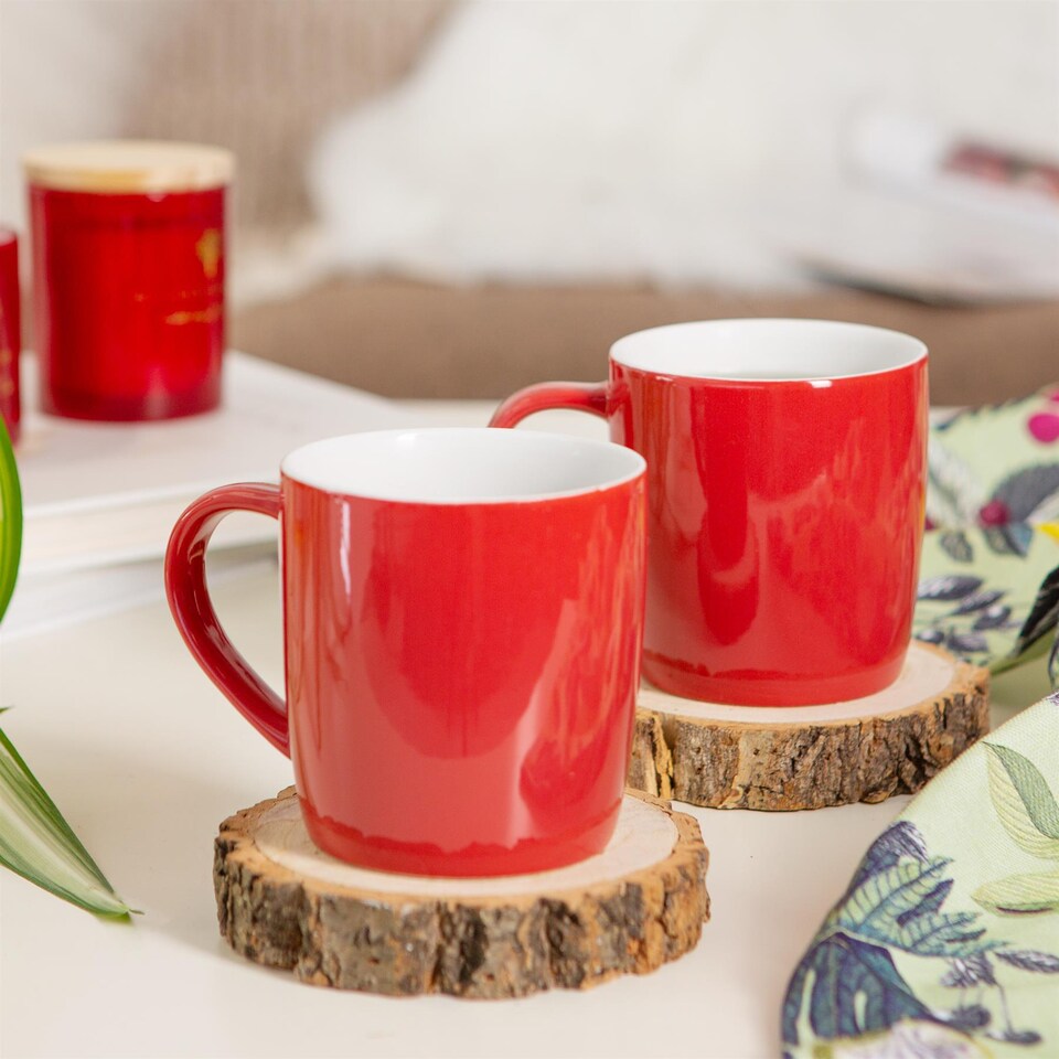 image 1 of Argon Tableware Coloured Coffee Mugs - 350ml - Red - Pack of 4 | Red | Red | 4