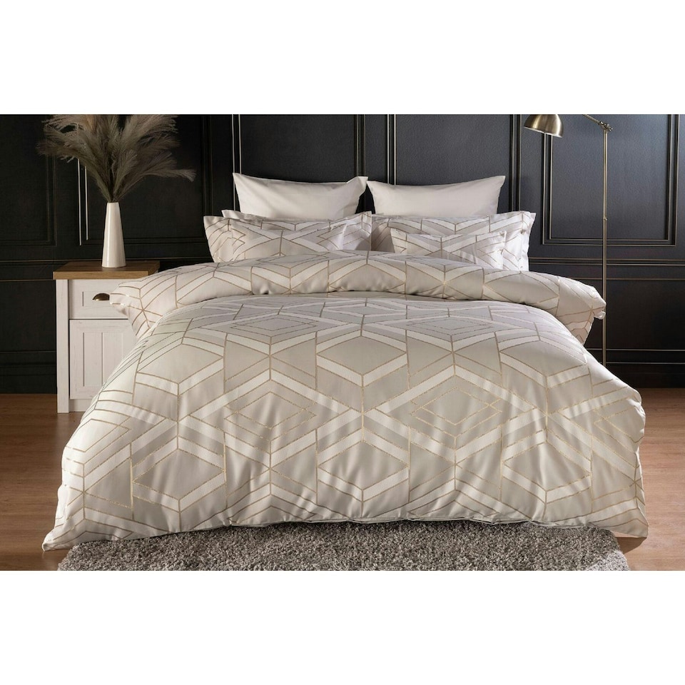 image 1 of Belledorm Seve Jacquard Duvet Cover Set - Taupe - Superking