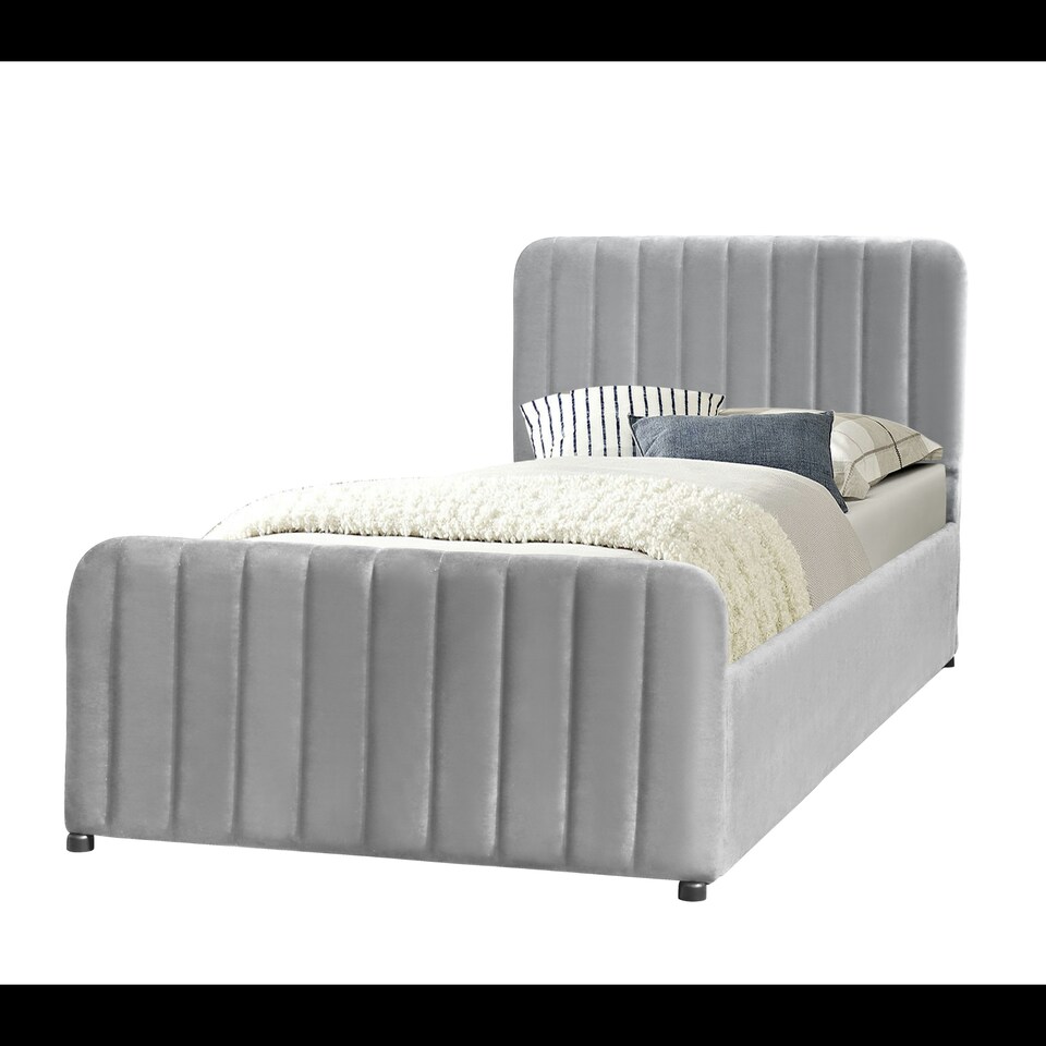 image 1 of 3ft Light Grey Brushed Velvet Gas Lift Ottoman Bedframe