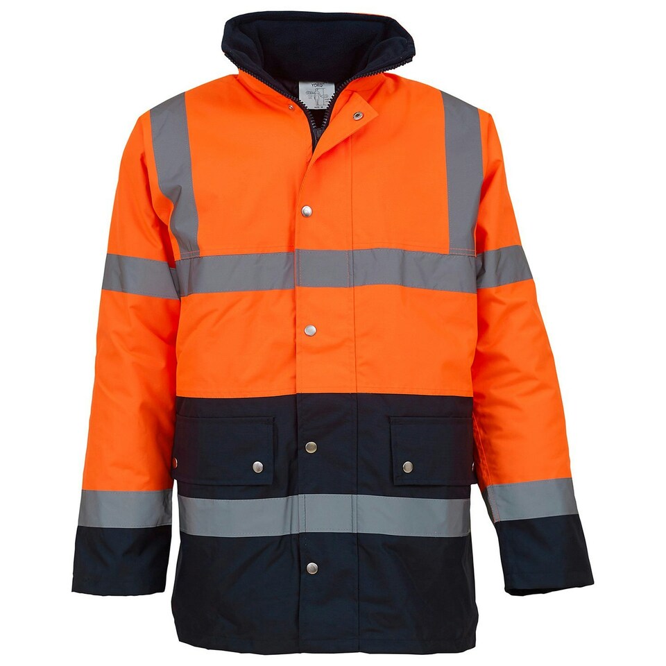 image 1 of Yoko Mens Motorway Two Tone High-Vis Jacket - Orange/Navy - L