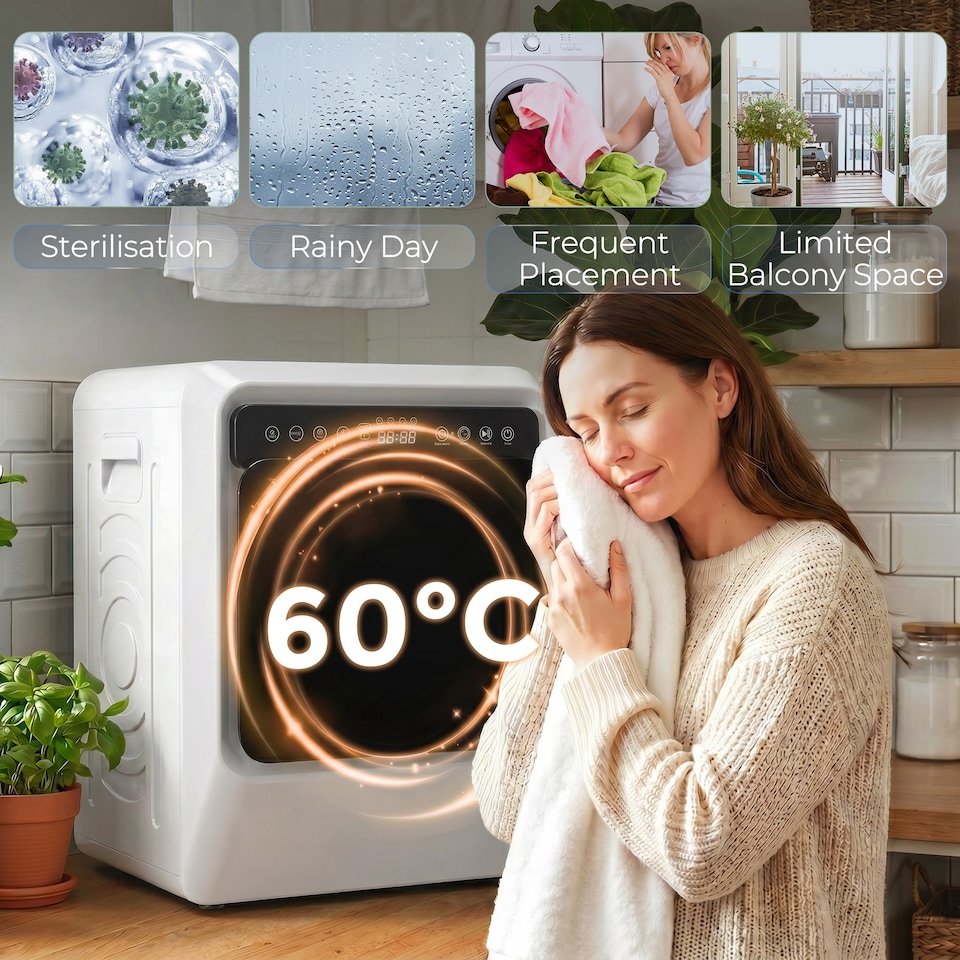image 1 of HOMCOM 5kg Vented Tumble Dryer, 1000W Compact Front Tumble Dryer, White