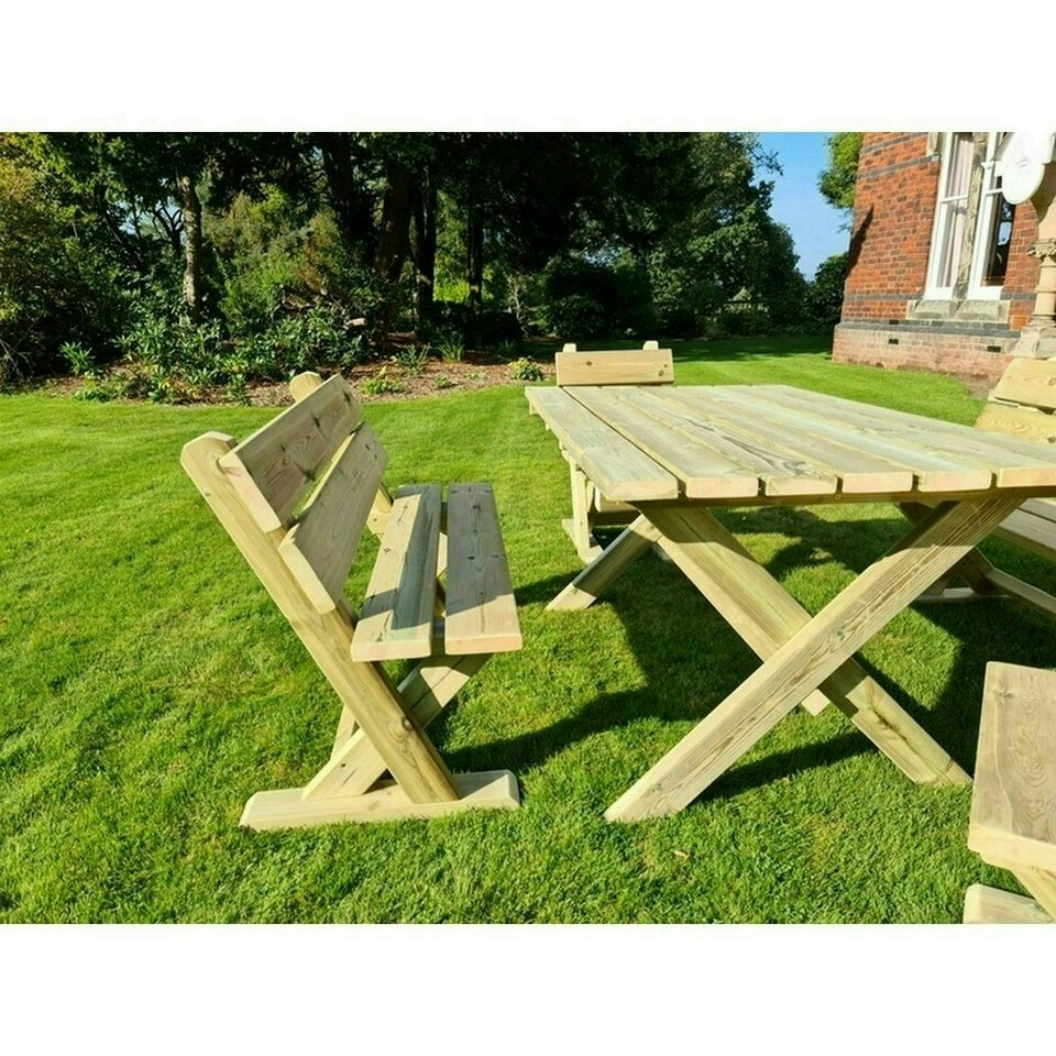 image 1 of Ashcome Table Set Sits 6 Including 2 Bench and 4 Chairs - L120 x W93 x H77 cm - Set of Waterproof Cushions Included