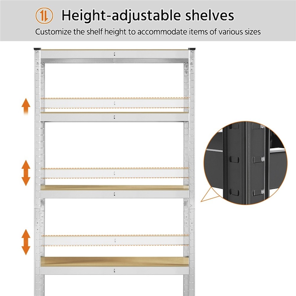 image 1 of Yaheetech 180 cm Tall 5-Shelf Steel Shelving Unit Storage Rack