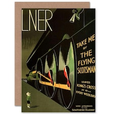 Travel Lner Railway Flying Scotsman Uk Goodbye Card