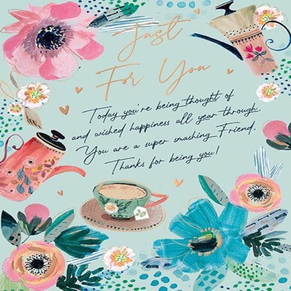 Words 'n' Wishes Traditional Friend Birthday Card, Female/For Her, Just For You Super Smashing Friend Birthday Card