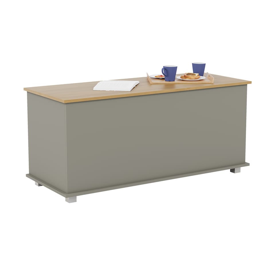 image 1 of Vida Designs Arlington Storage Ottoman Bedroom Hallway Chest Bench, Grey & Oak | Grey | Grey