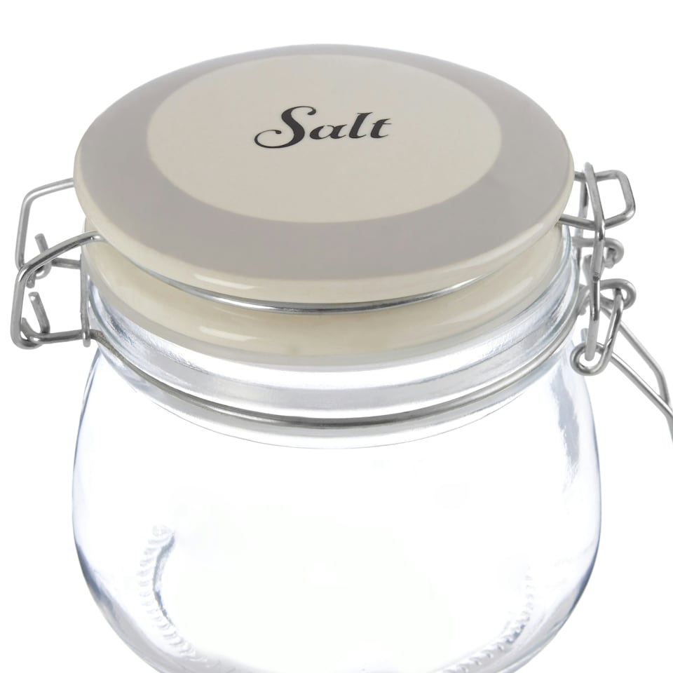 image 1 of Interiors By Premier Durable Salt Storage Jar, Stylish Glass Jar With Lid For Kitchen Counter, Versatile Airtight Storage Jar