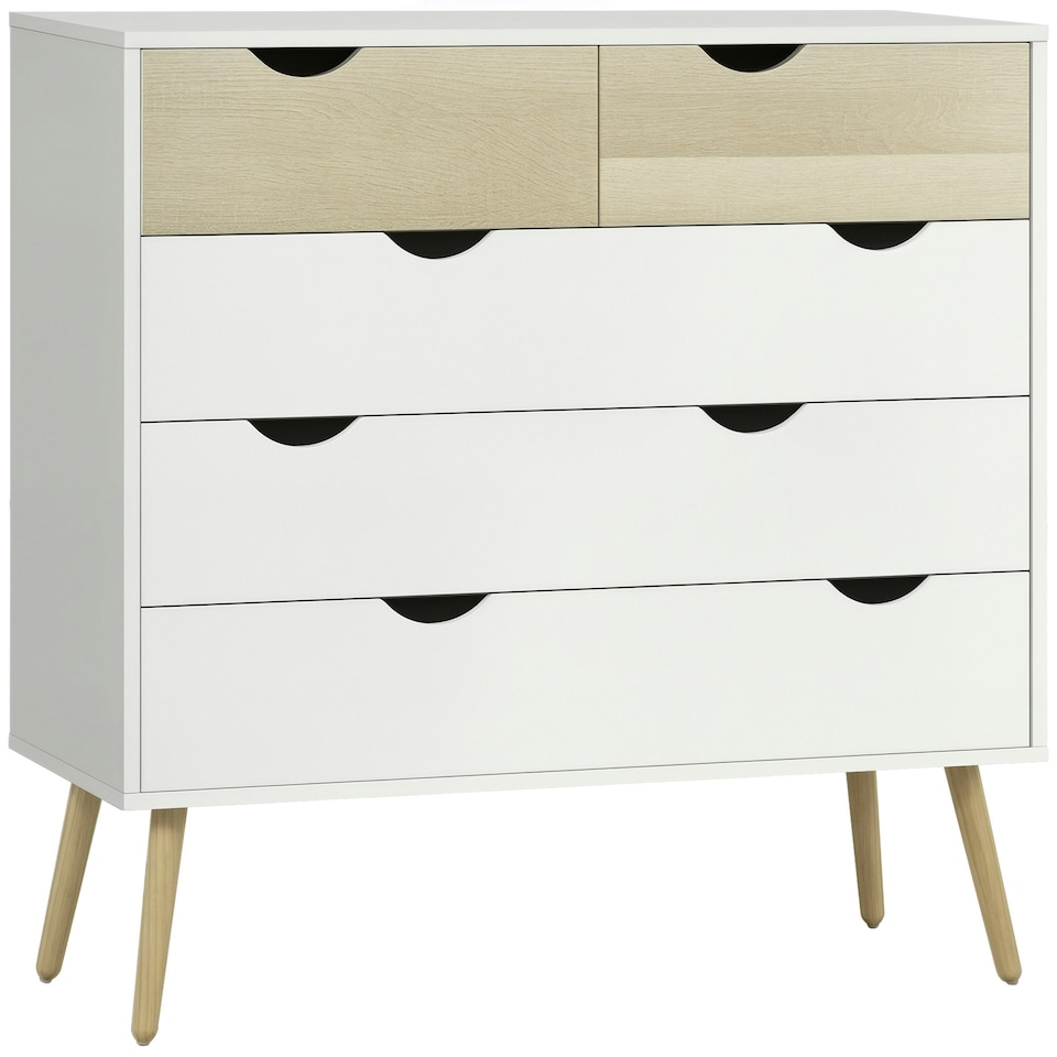 image 1 of HOMCOM Chest of Drawers, 5 Drawer Storage Cabinet Unit Bedroom Living Room