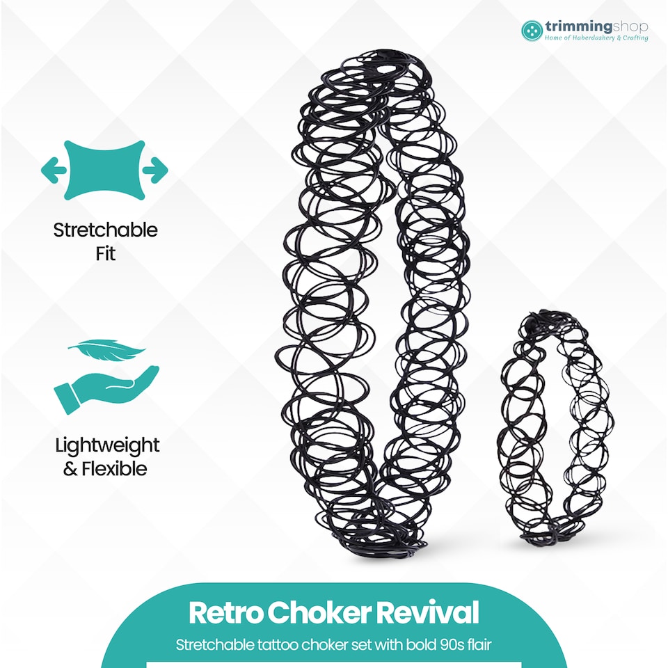 image 1 of 90s Choker Necklace Kit, Stretchable Chokers, Vintage Tattoo Choker Set