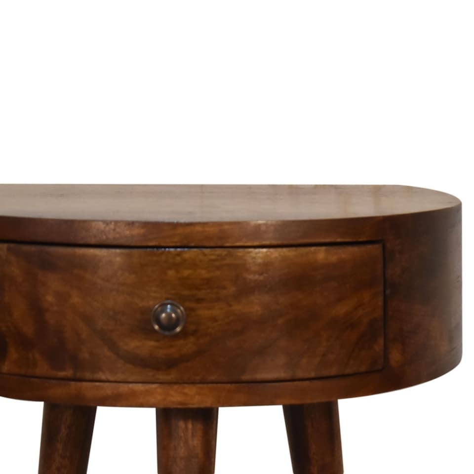 image 1 of Artisan Furniture Solid Wood Chestnut Semi Circle Bedside
