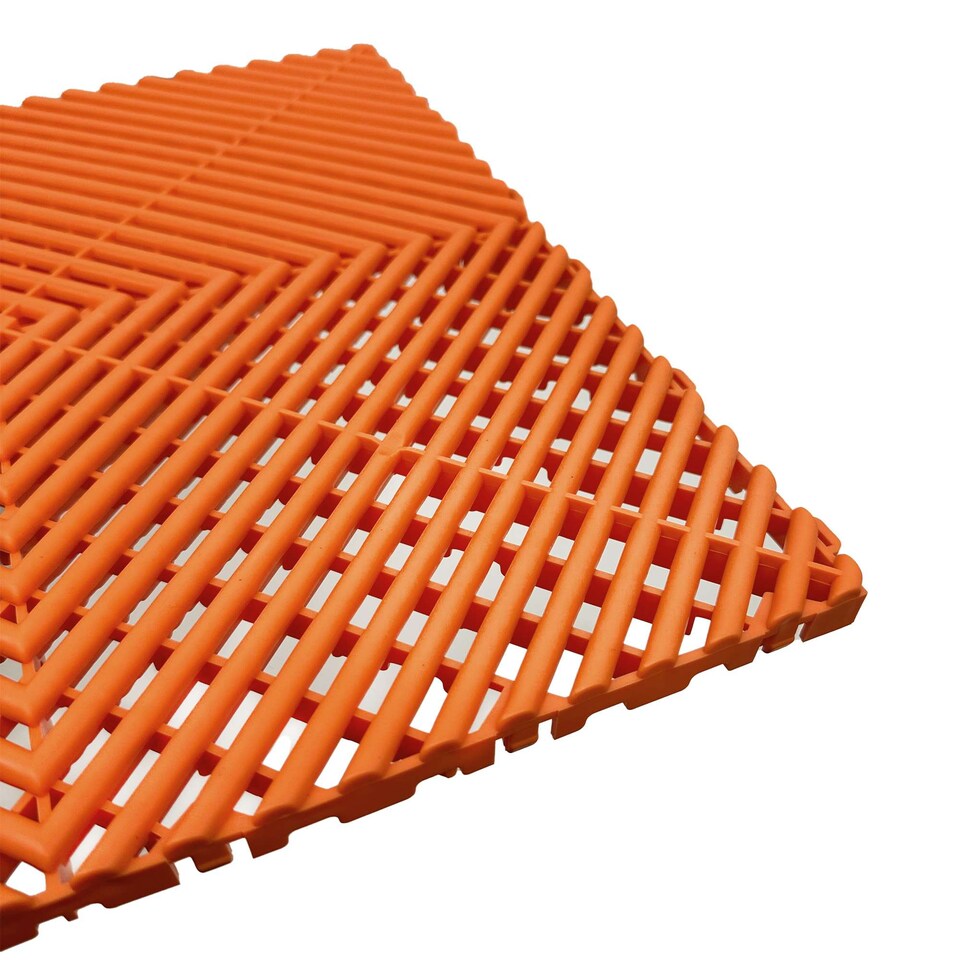image 1 of Modular Interlocking Ribbed Vented Garage Floor Tiles - Grey | Orange | Orange