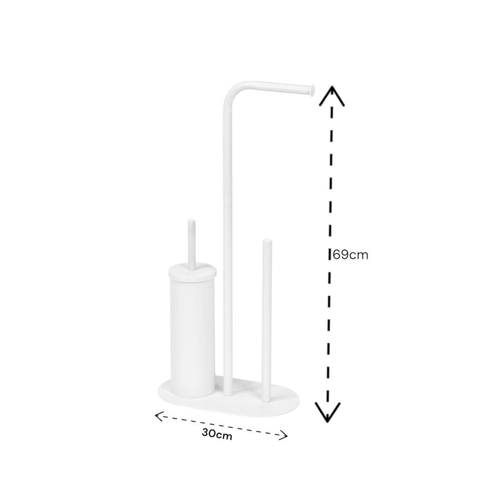 image 1 of Showerdrape Aspen White 3 in 1 Toilet Roll & Brush Combo | White