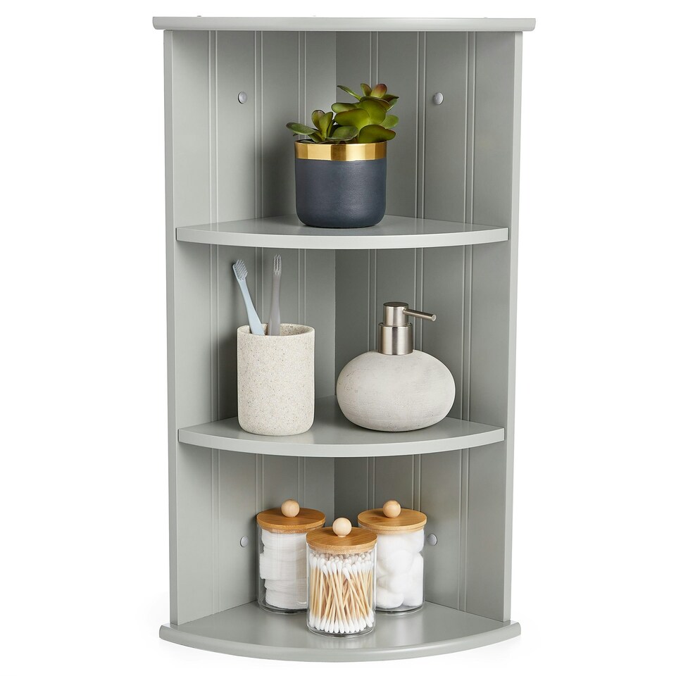 image 1 of VonHaus Shrewsbury Grey Bathroom 3 Tier Corner Shelf