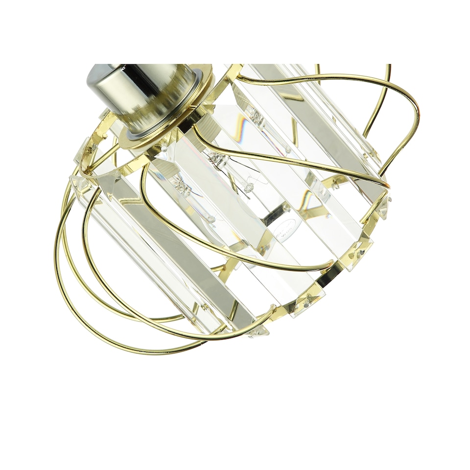 image 1 of Modern Pendant Lamp Shade with Clear Acrylic Rectangular Prims and Gold Frame | Gold
