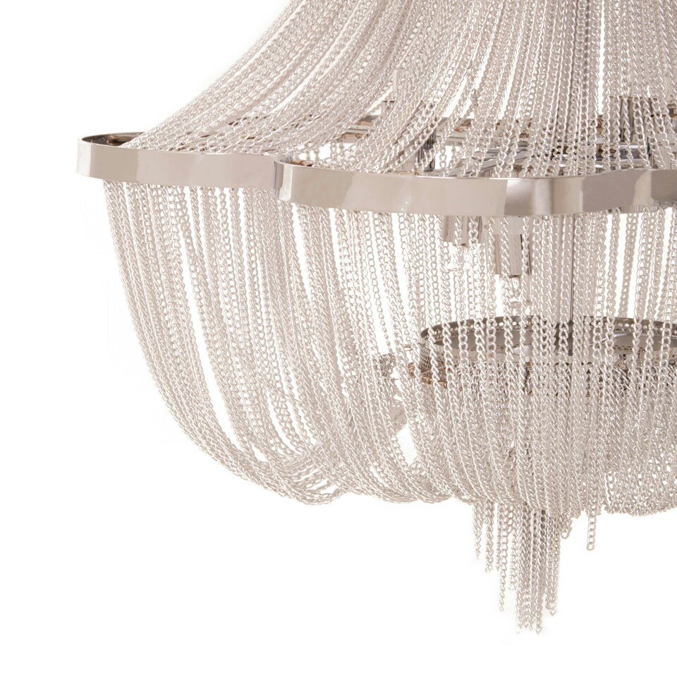 image 1 of Interiors by Premier Boutique Style 6 Light Chrome Pendant, Aluminium Chain Basket Ceiling Light, Modern Pendant Light