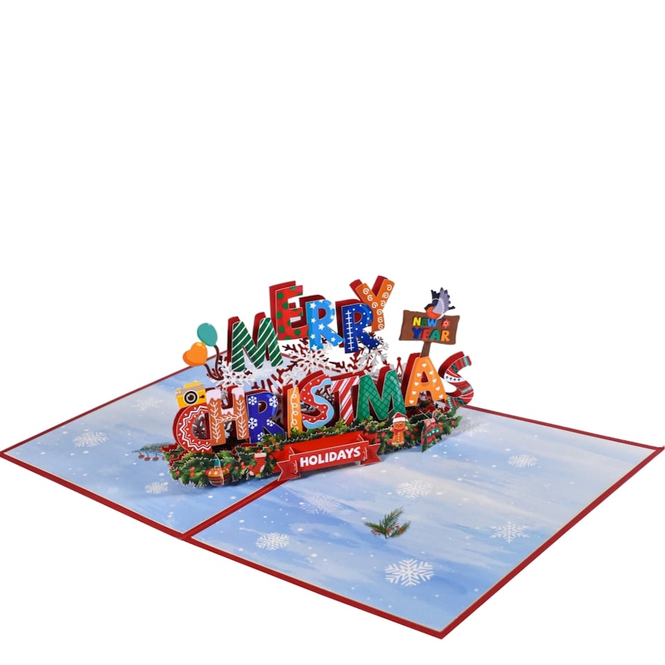 image 1 of Festive Cheer 3D Pop-Up “MERRY CHRISTMAS” Card