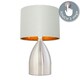 image 2 of First Choice Lighting Valentina Brushed Chrome Touch Lamp with Light Grey Cotton Shade Silver | Grey