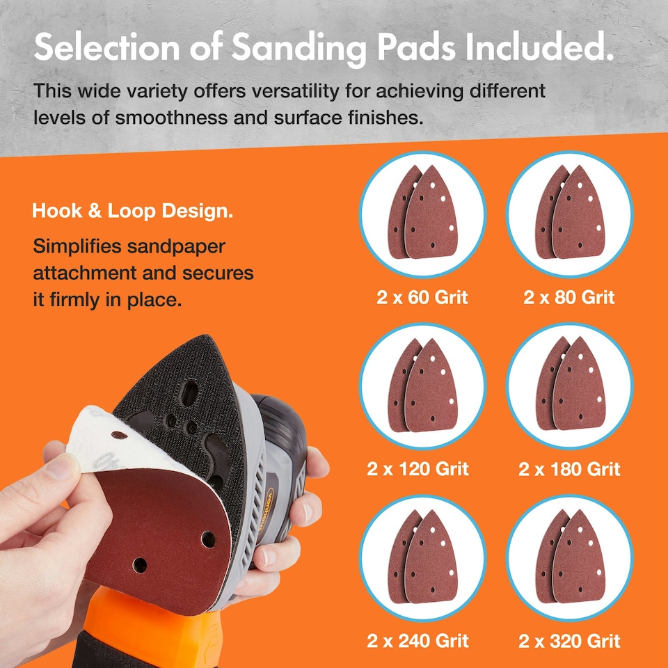 image 1 of VonHaus 130w Electric Detail Sander for Wood with Dust Collector