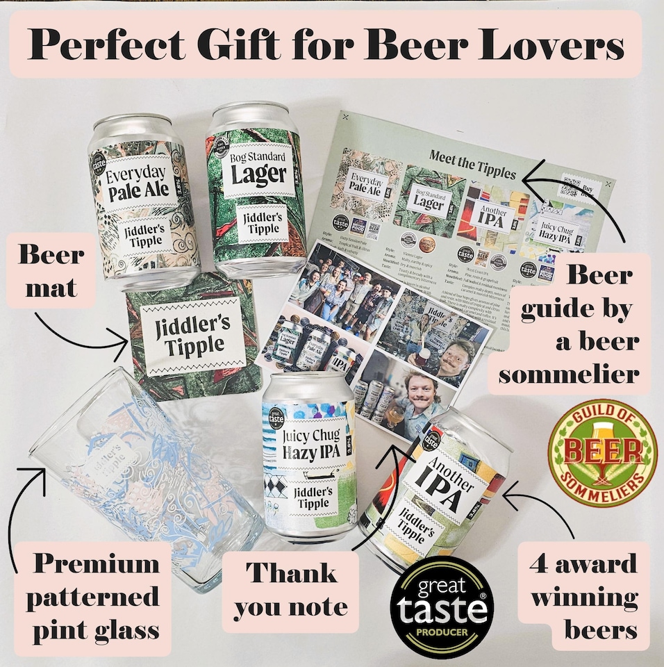image 1 of Jiddler's Tipple Craft Beer Gift Hamper for Men - The Ultimate Birthday Present - The Best Dad Gifts & Husband Gift Basket