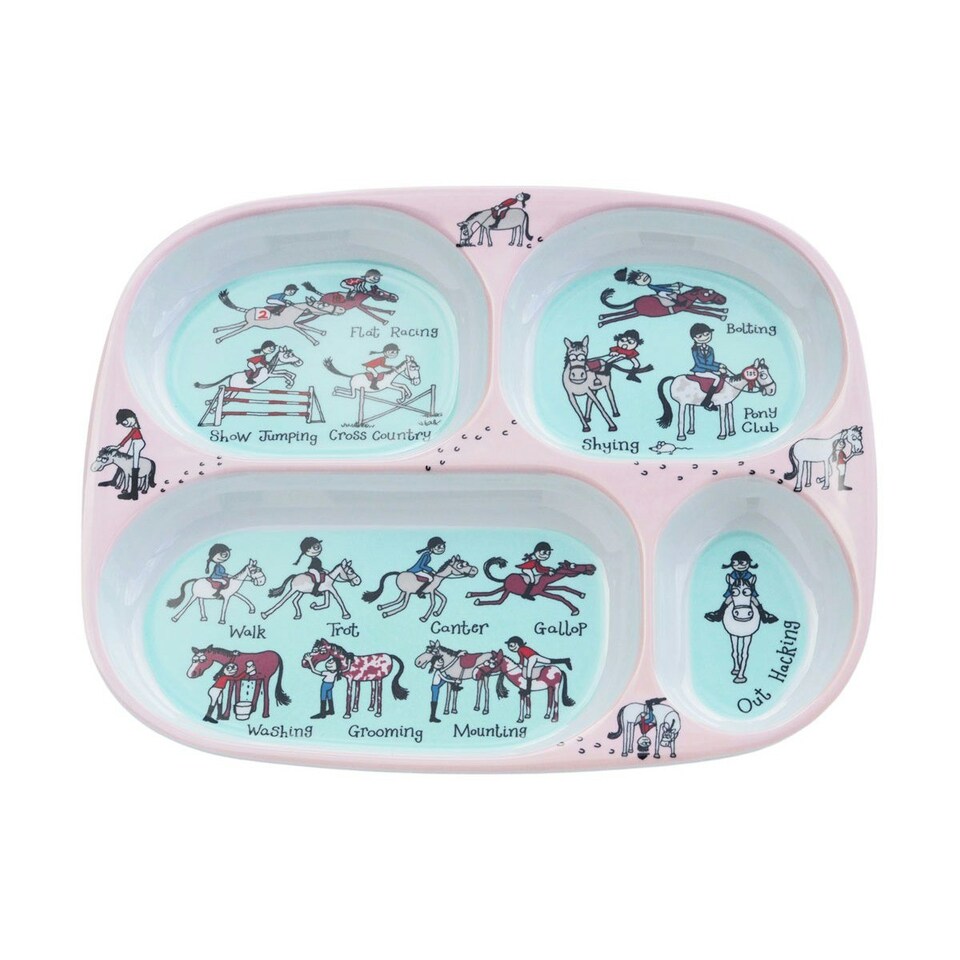 image 1 of Tyrrell Katz Horse Divided Plate - Pink/White/Blue - One Size