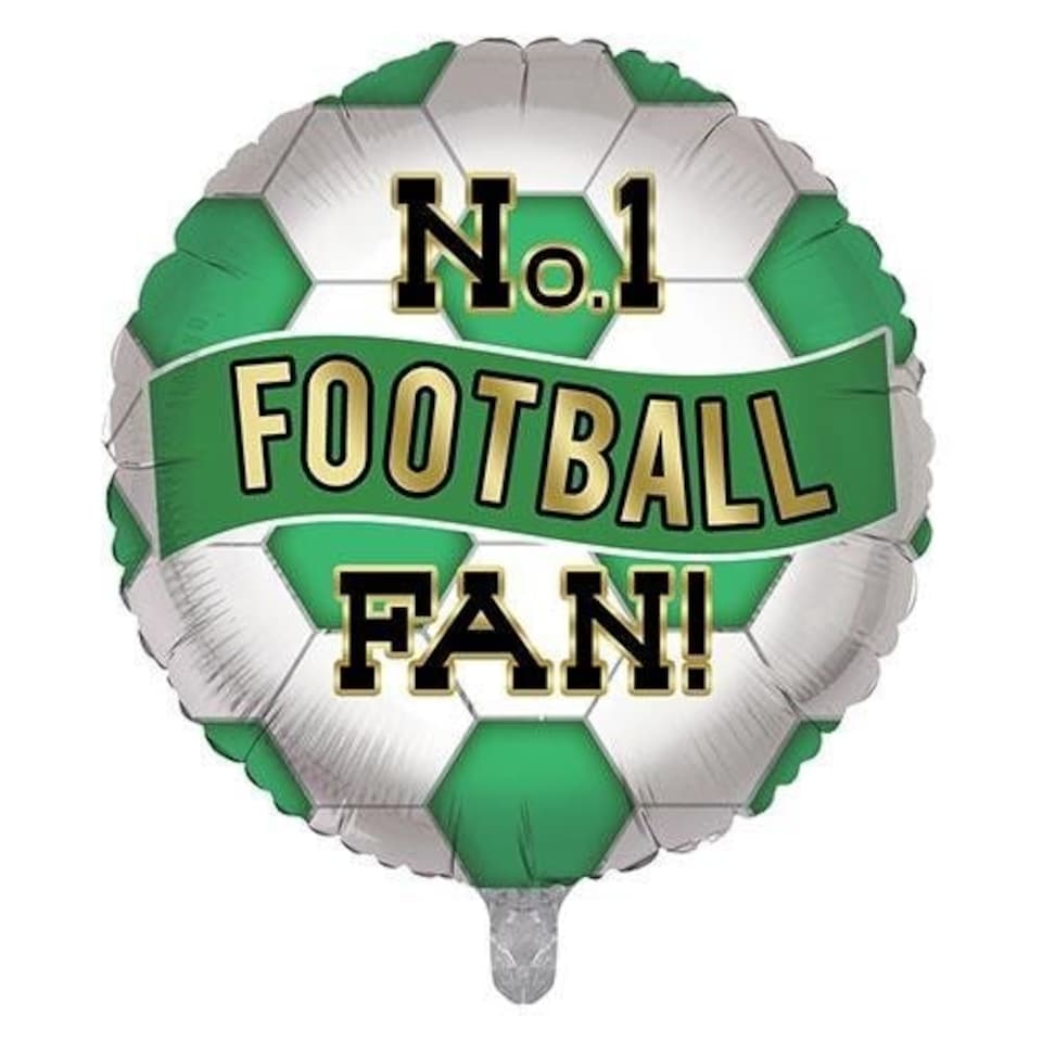 image 1 of Green & White No. 1 Football Fan Round Foil Helium Balloon 46cm / 18 in | Green