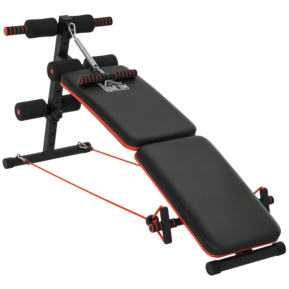 image 1 of HOMCOM Foldable Sit Up Bench 5-Level Adjustable Core Workout for Home Gym Black