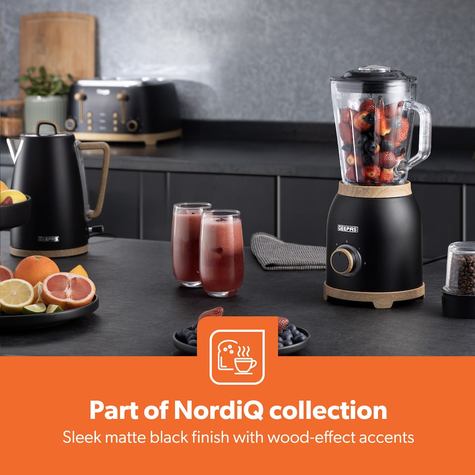 image 1 of GEEPAS NordiQ 1.5L 2-in-1 Food Jug Blender, 800W Black